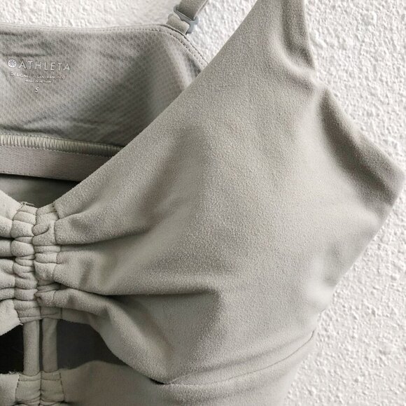 ATHLETA Cinch Longline Sports Bra A-C Sage Green Ruched Front Size Small - Picture 4 of 8